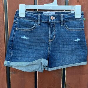 NWT Abercrombie Kids High Rise Shortie Shorts dark wash size 13/14